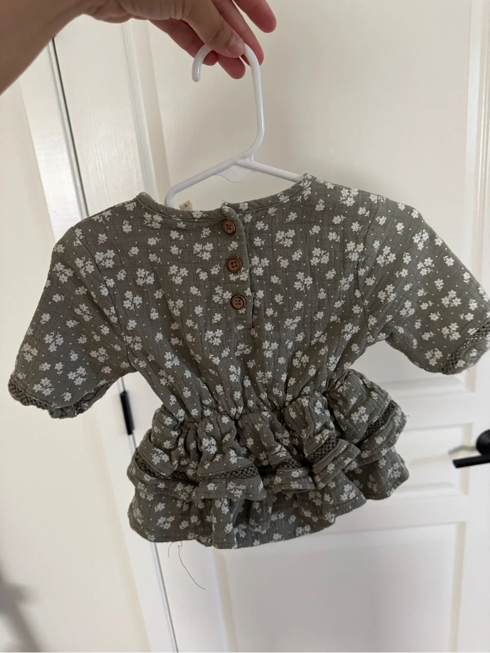 Olive Floral Peplum Tee - Kids Shirt